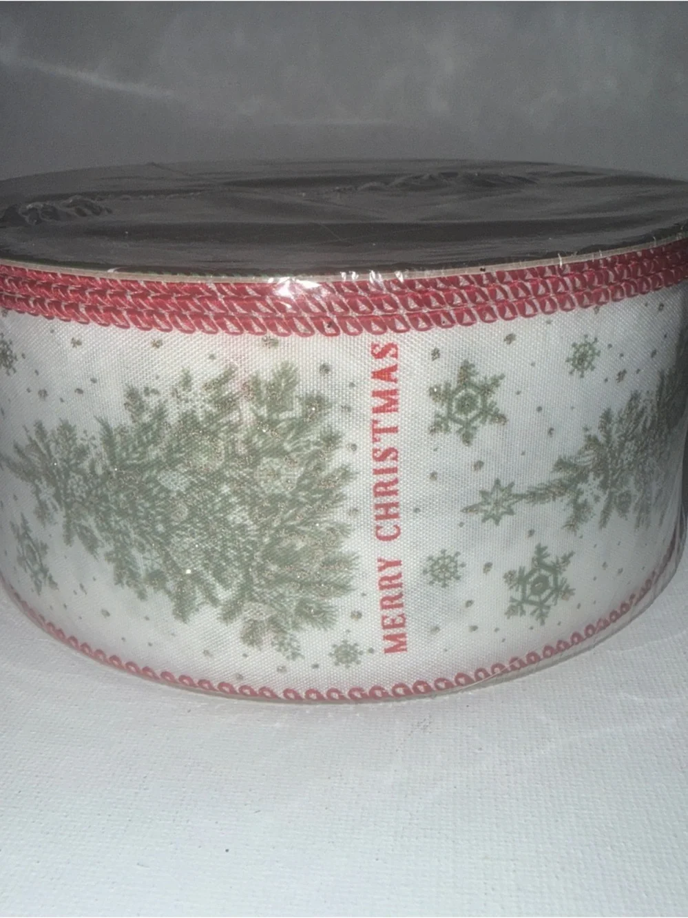 Festive Green & Red 'Merry Christmas' Holiday Garland Ribbon